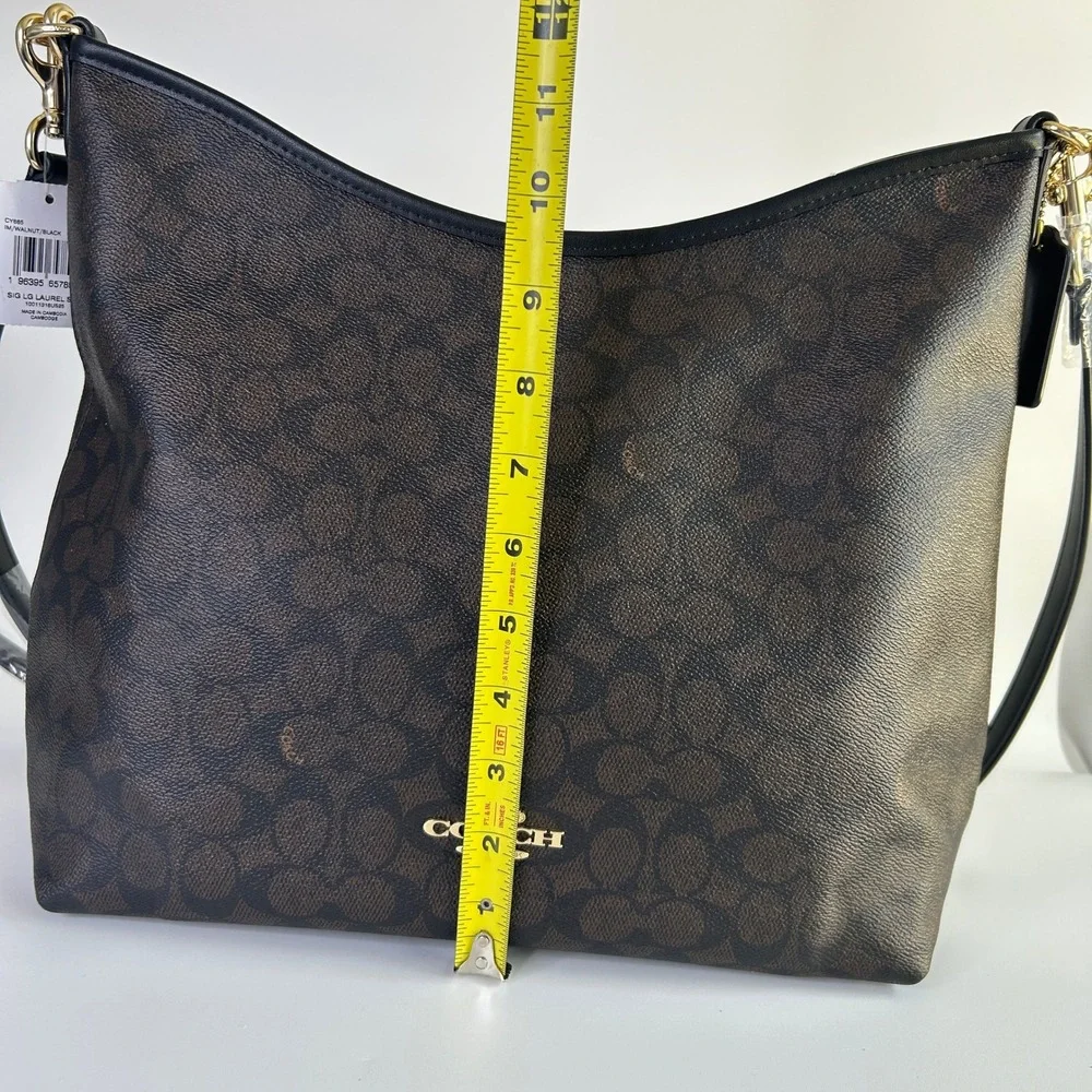 Coach Laurel Walnut Black Signature Canvas Shoulder Bag CY685 NEW